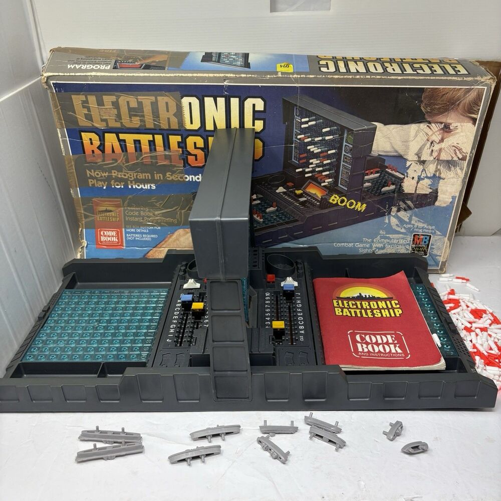 1982 Electronic Battleship Game by Milton Bradley Working One Piece Cracked
